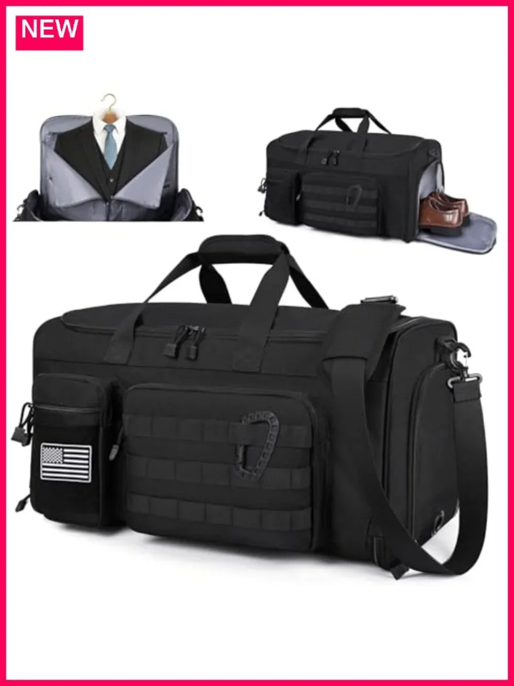 2 in 1 Garment Duffle Bag Carry On Travel Suit Bag with Shoe Compartment